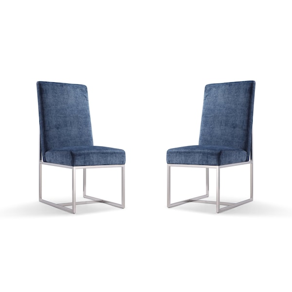 Manhattan Comfort Element Velvet Dining Chair in Blue, PK2 2-DC030-BL - main
